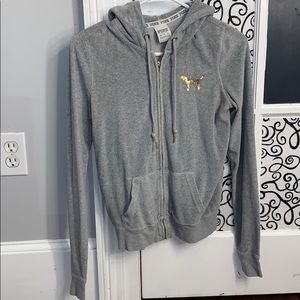 pink zip up sweatshirt